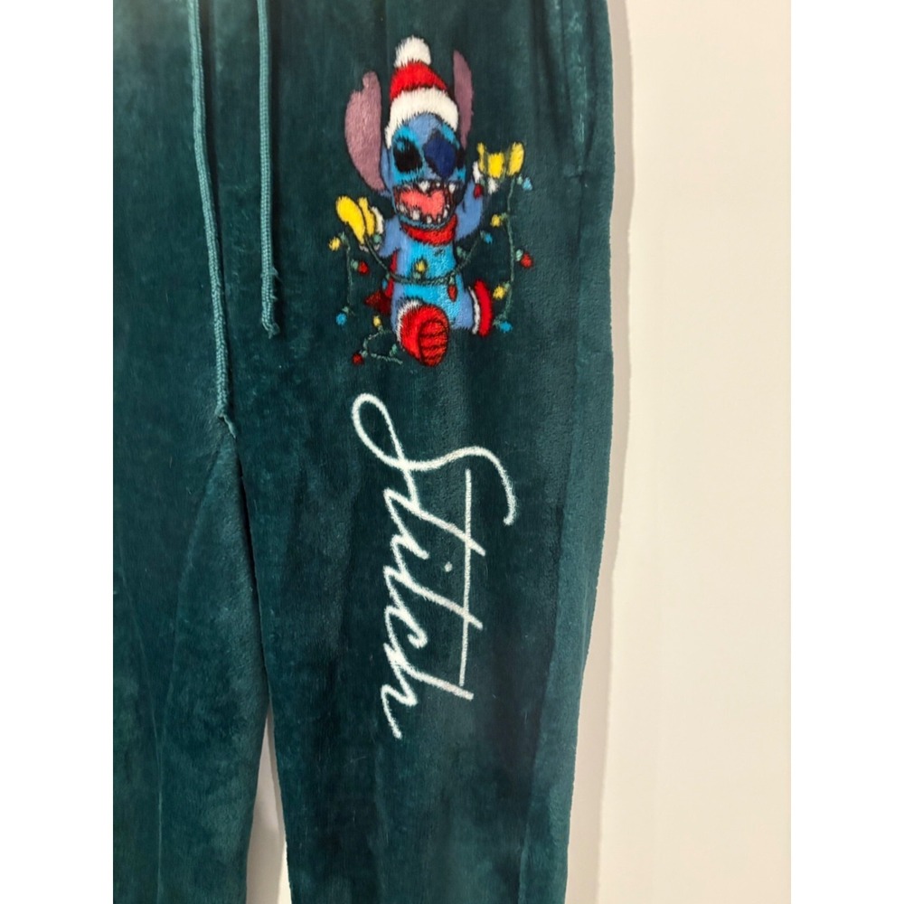 Disney Stitch Plush Lounge Pants W Drawstring & Embroidery Women's Size Small - Picture 2 of 6